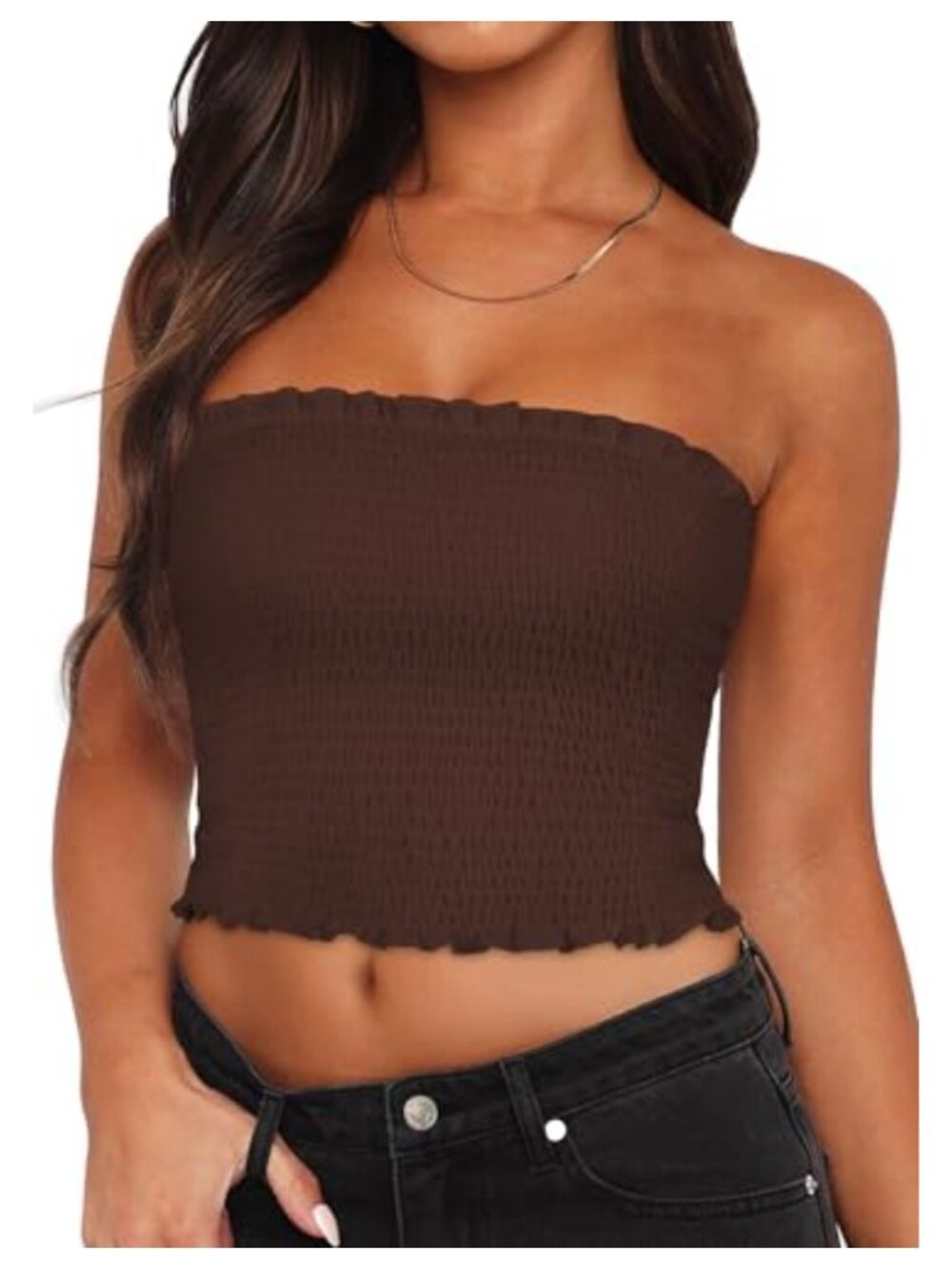 Women's Tube Top Crop Sleeveless Summer Bandeau Strapless Slim Fit Shirts,